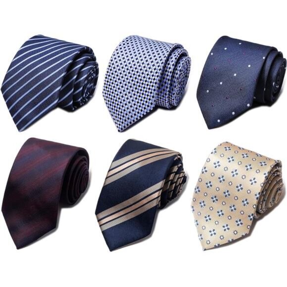 Tie For Men Necktie Woven Jacquard Neck Ties Set 6 PCS - Picture 1 of 8